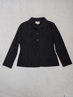 Vtg 90s Emblem Coordinates Black Button Front Jacket Blazer Made in Canada Sz 11